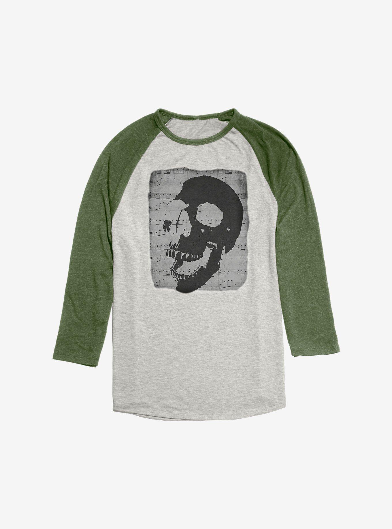 Skull Music Sheet Raglan, Oatmeal With Moss, hi-res