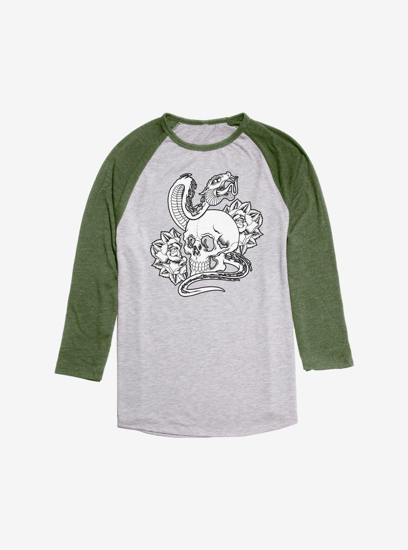 Snake And Skull Raglan, Ath Heather With Moss, hi-res