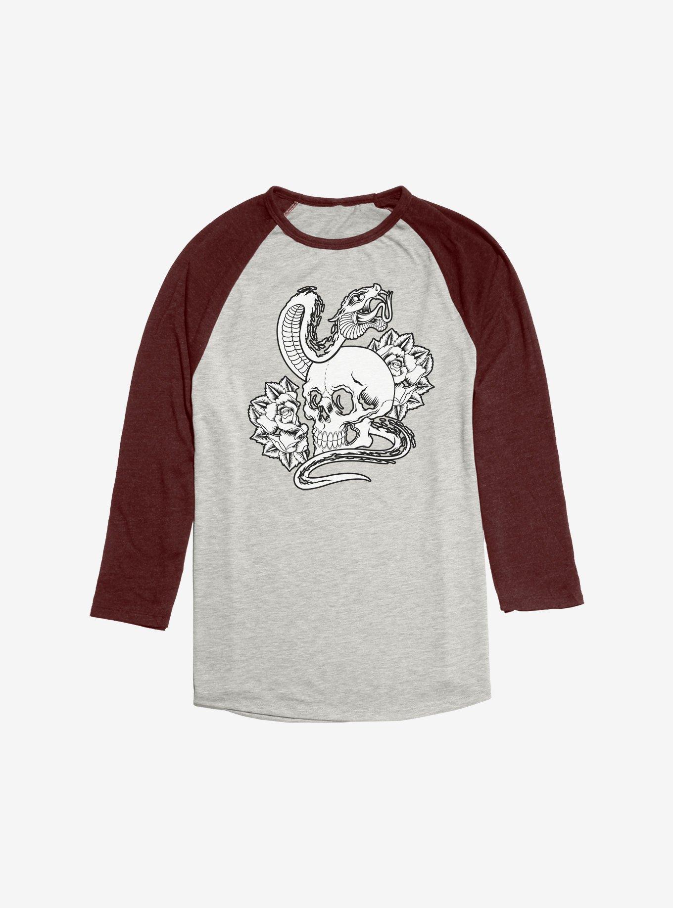 Snake And Skull Raglan, Oatmeal With Maroon, hi-res