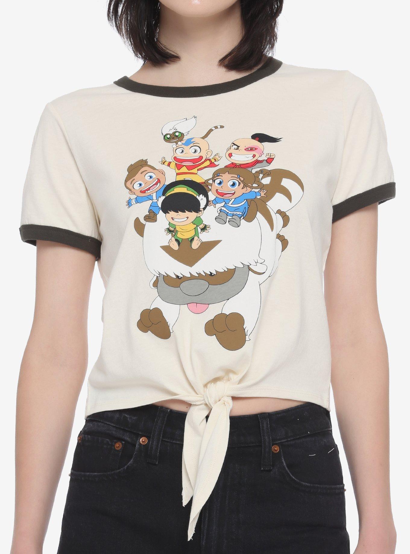 Avatar: The Last Airbender Chibi Team Avatar Tie-Front Ringer T-Shirt, MULTI, hi-res