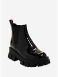 Black Patent Platform Slip-On Ankle Boots, BLACK, hi-res