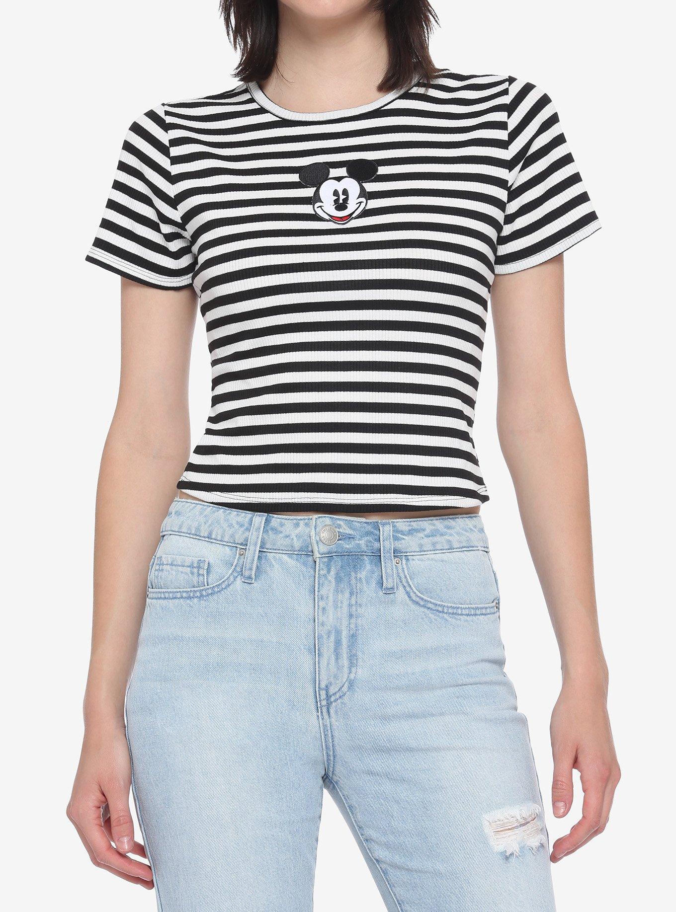 Disney Mickey Mouse Black & White Stripe Top, MULTI, hi-res