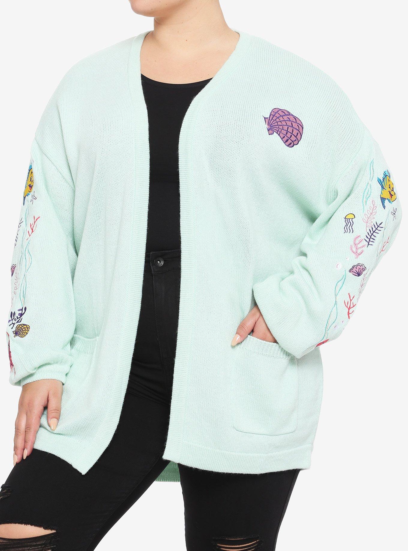 Disney The Little Mermaid Under The Sea Oversized Open Cardigan Plus Size, MULTI, hi-res