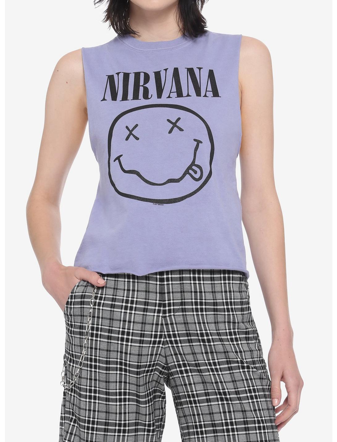 Nirvana Lavender Smile Girls Crop Muscle Top, LAVENDER, hi-res