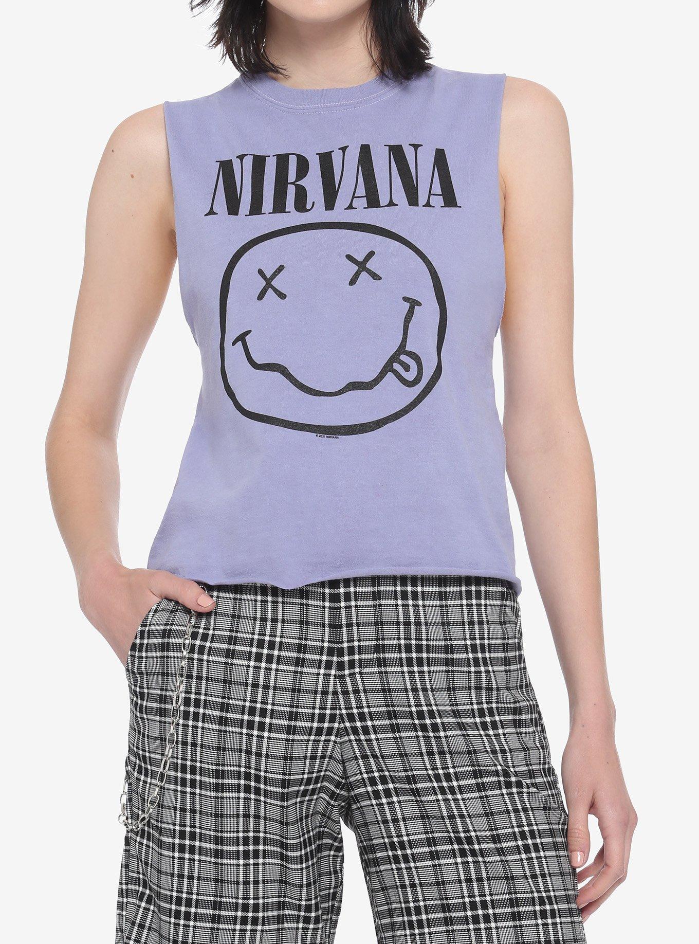 Nirvana Lavender Smile Girls Crop Muscle Top, LAVENDER, hi-res