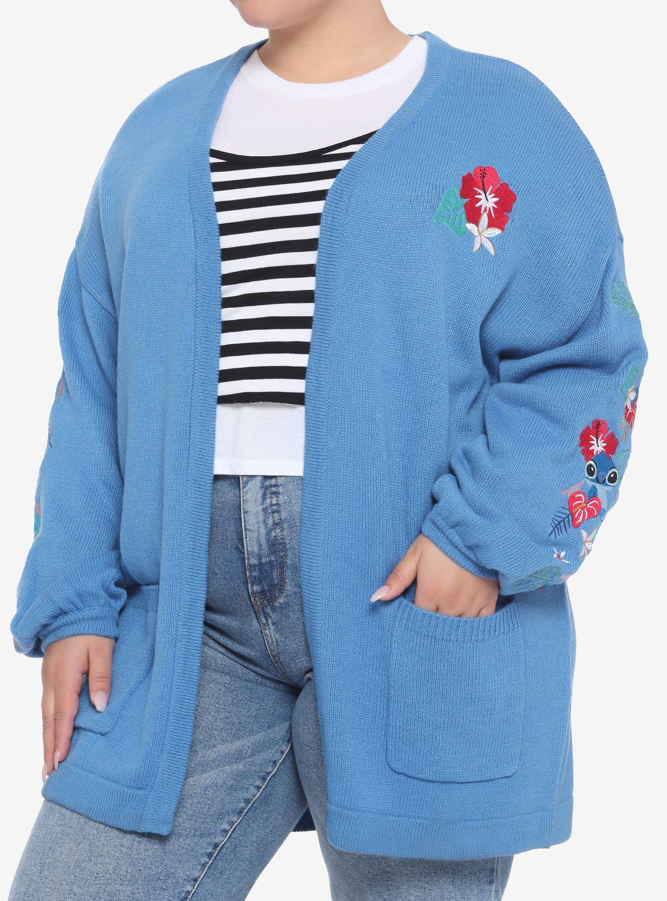 Disney Lilo And Stitch Hibiscus Oversized Girls Open Cardigan Plus Size