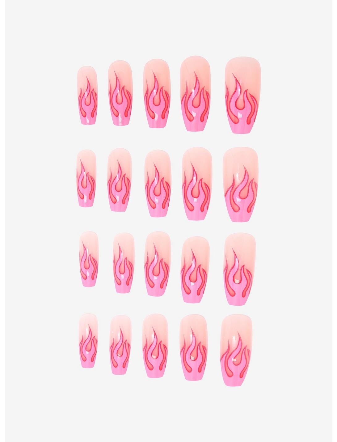 Shrine X Alice Mc Pink Flames Faux Nail Set, , hi-res