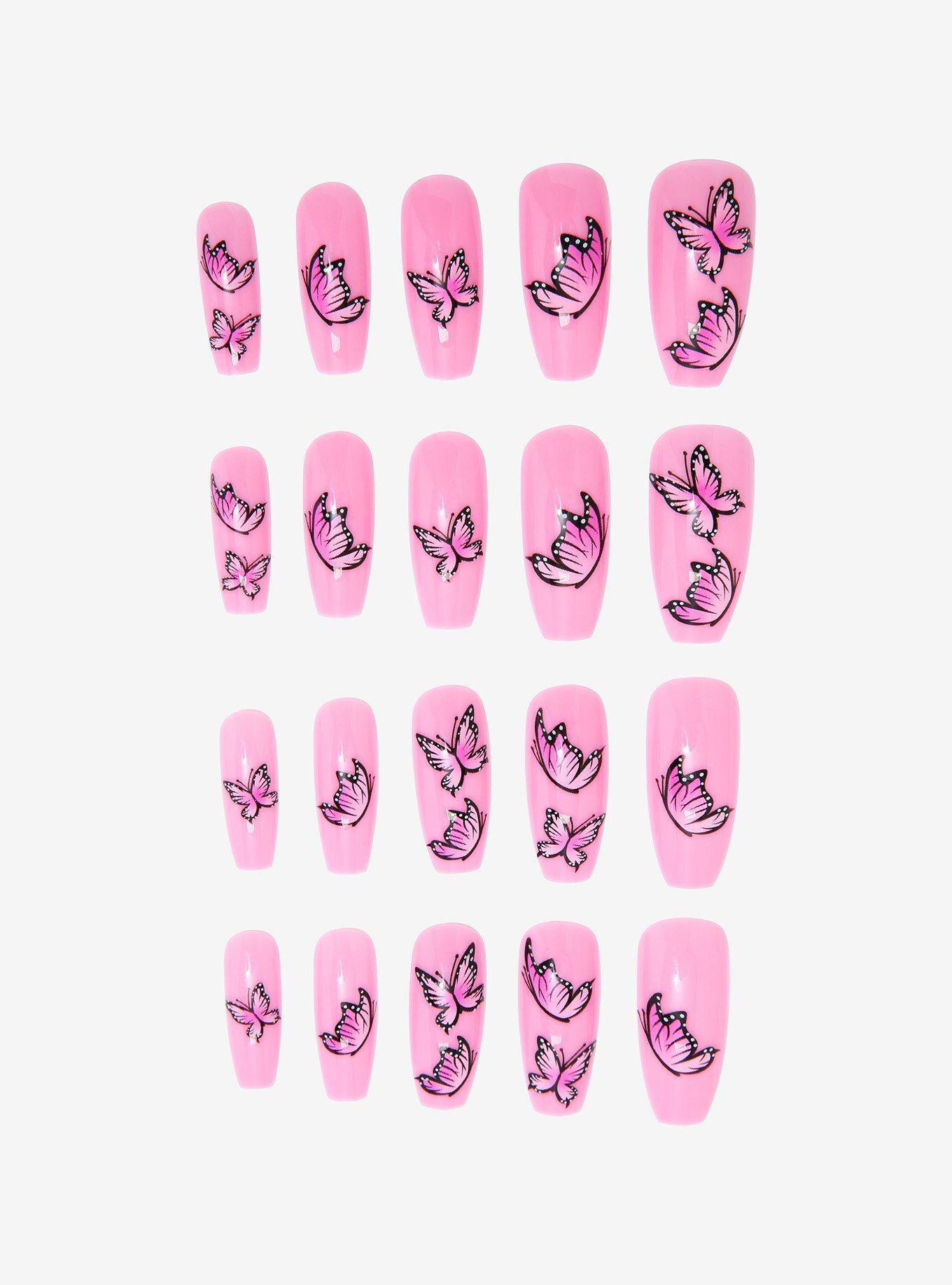 Shrine X Alice Mc Pink Butterfly Faux Nail Set, , hi-res