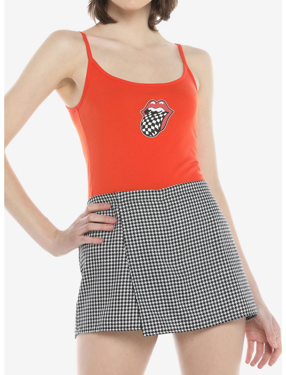 The Rolling Stones Checkered Tongue Girls Strappy Tank Top, RED, hi-res