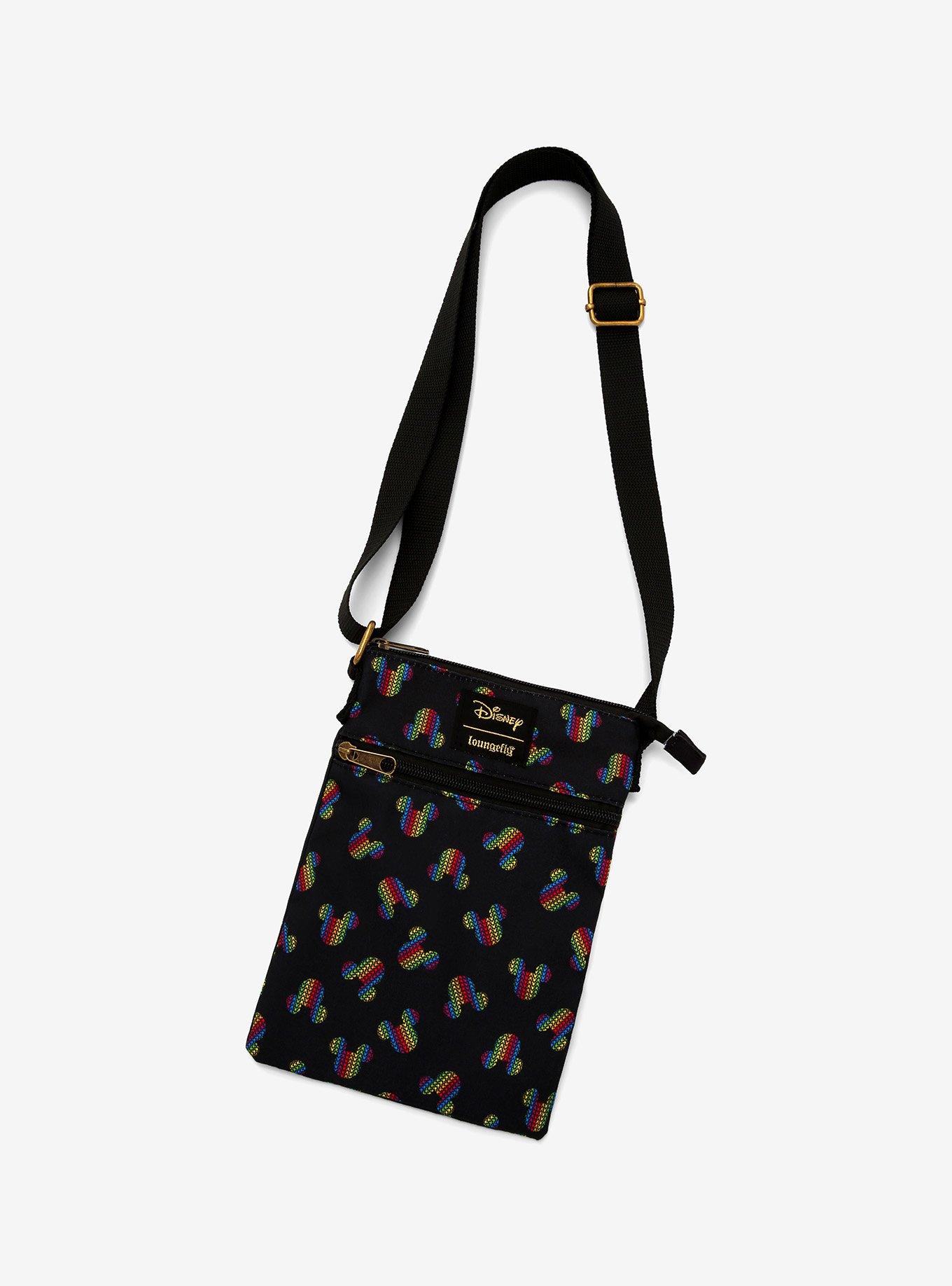 White Minnie & Mickey Pattern Crossbody Bag With Gold Chain Strap