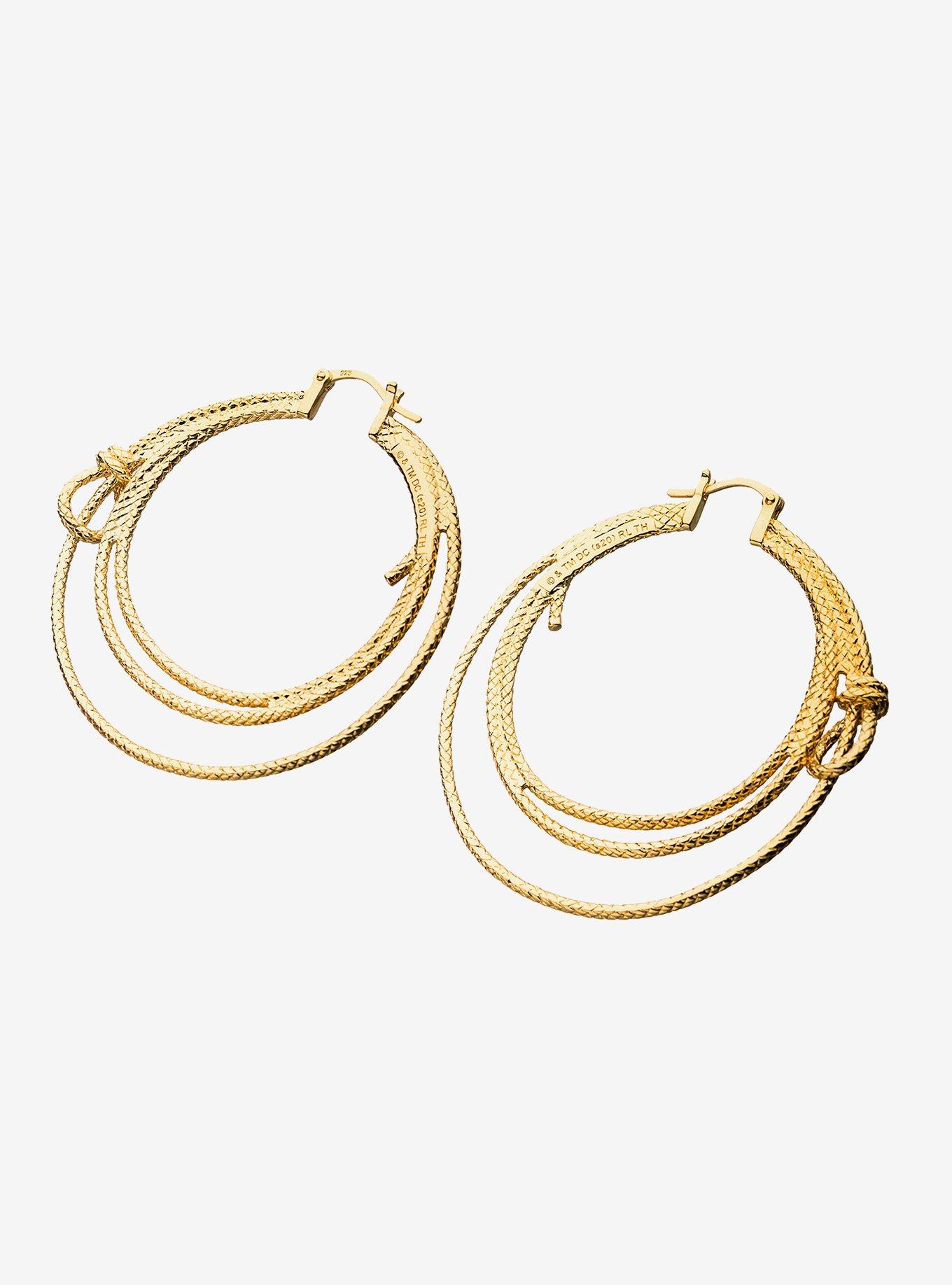 DC Comics Wonder Woman RockLove Lasso Hoop Earrings Gold, , hi-res