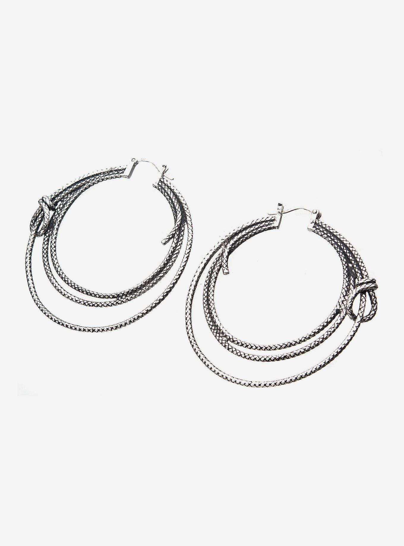 DC Comics Wonder Woman RockLove Lasso Hoop Earrings Silver, , hi-res