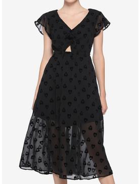 Black Planchette Tie-Front Midi Dress, , hi-res