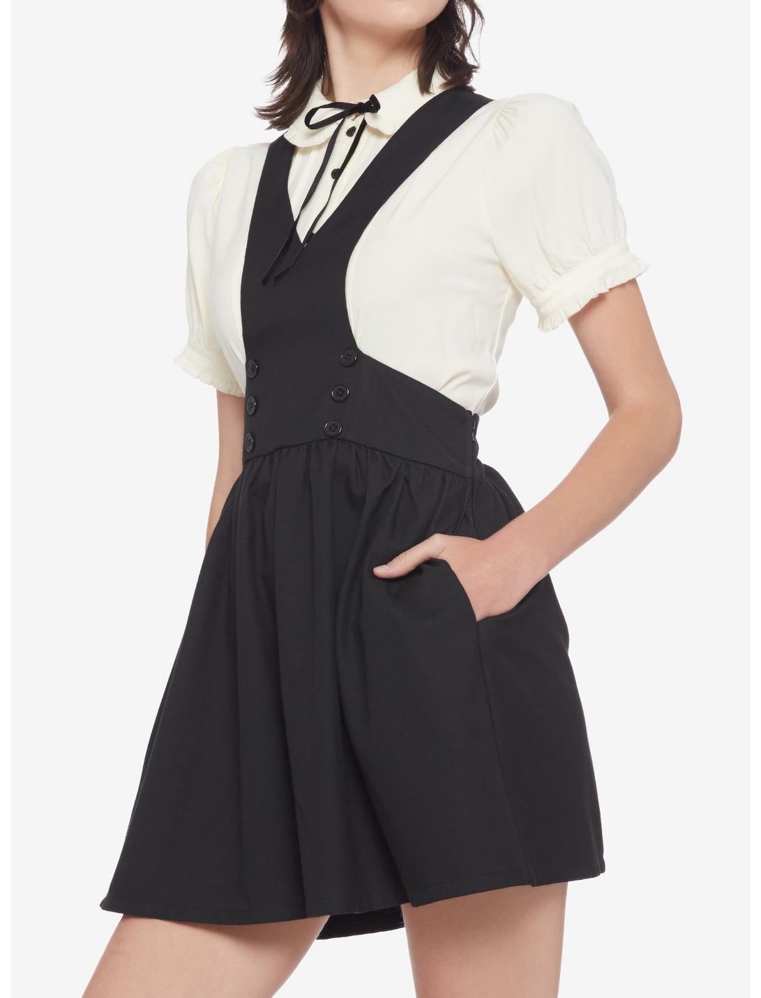 Black Bib Suspender Skirt, BLACK, hi-res
