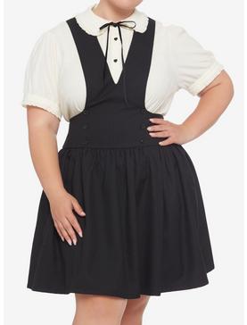 Black Bib Suspender Skirt Plus Size, , hi-res