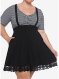 Black Lace Suspender Skirt Plus Size, BLACK, hi-res