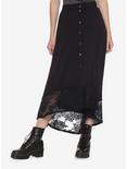 Black Lace Hi-Low Maxi Skirt, BLACK, hi-res