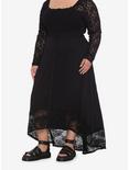 Black Lace Hi-Low Maxi Skirt Plus Size, BLACK, hi-res