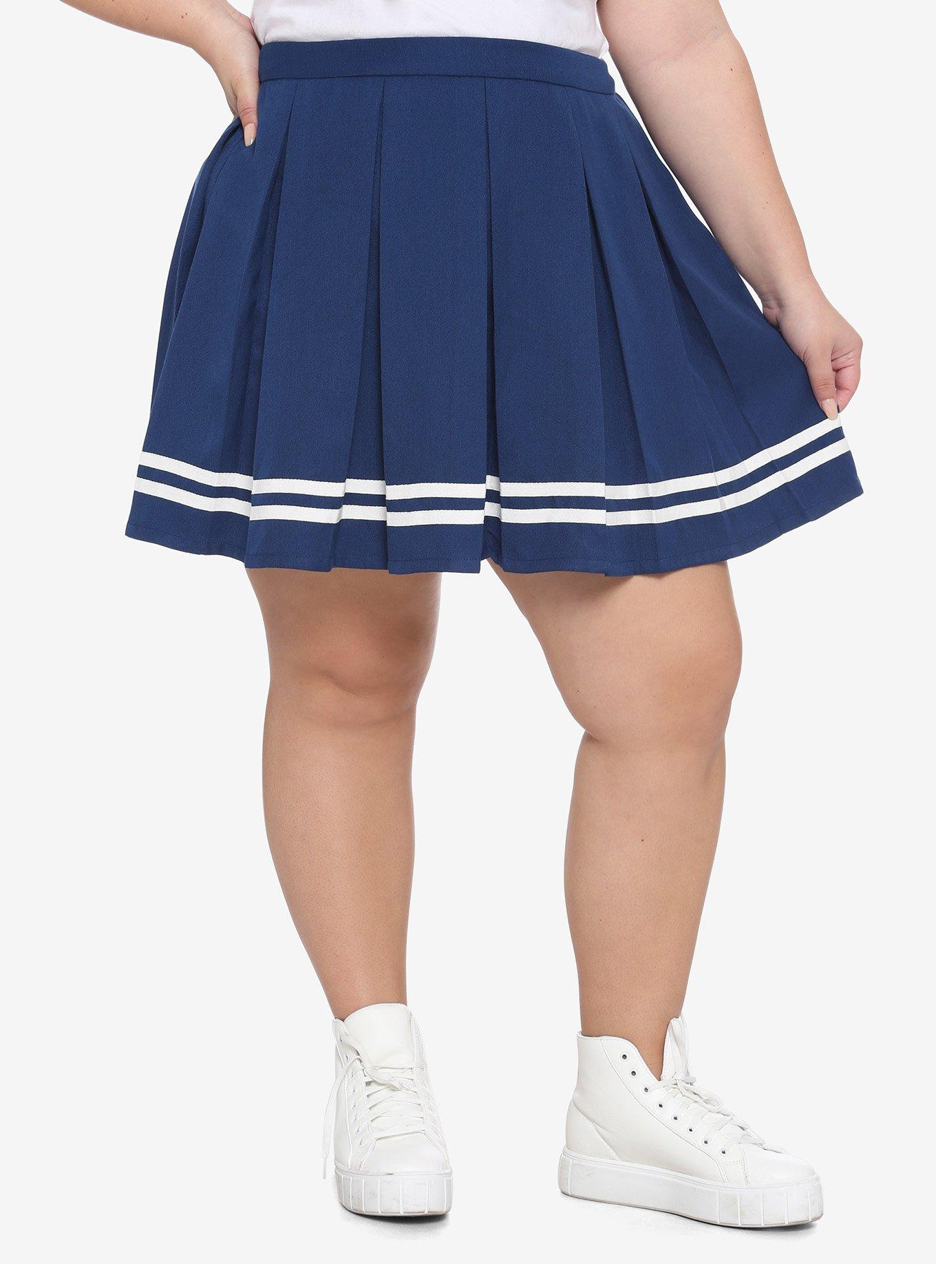 Navy pleated skirt queen size best sale