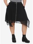 Black O-Ring Hanky Hem Skirt Plus Size, BLACK, hi-res