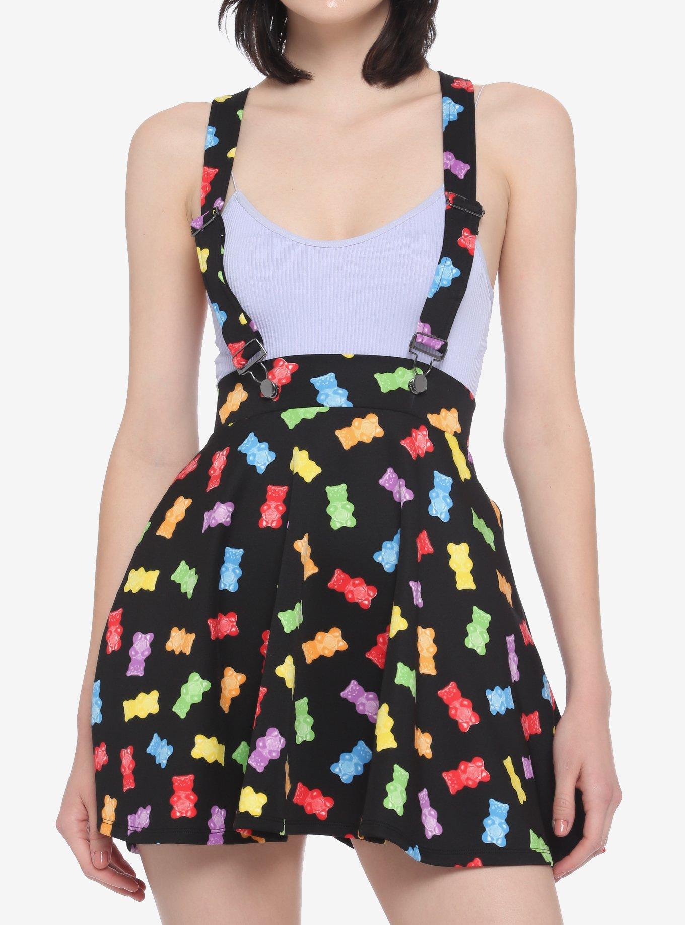 Candy Bear Suspender Skirt, BLACK, hi-res