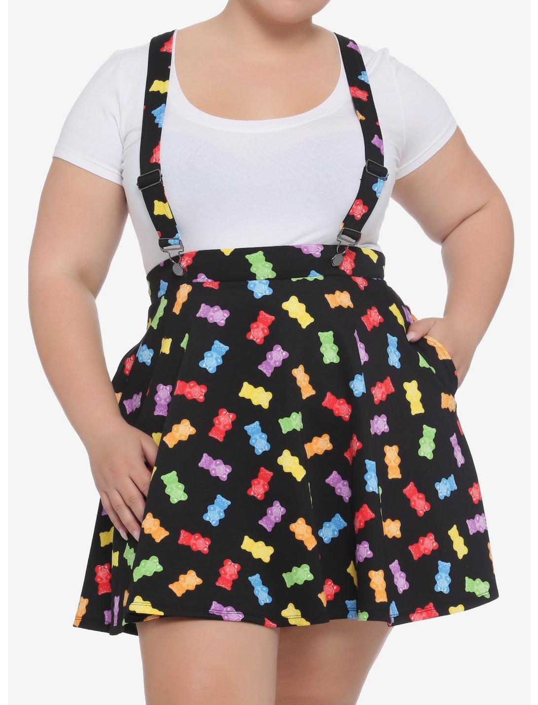 Candy Bear Suspender Skirt Plus Size, BLACK, hi-res