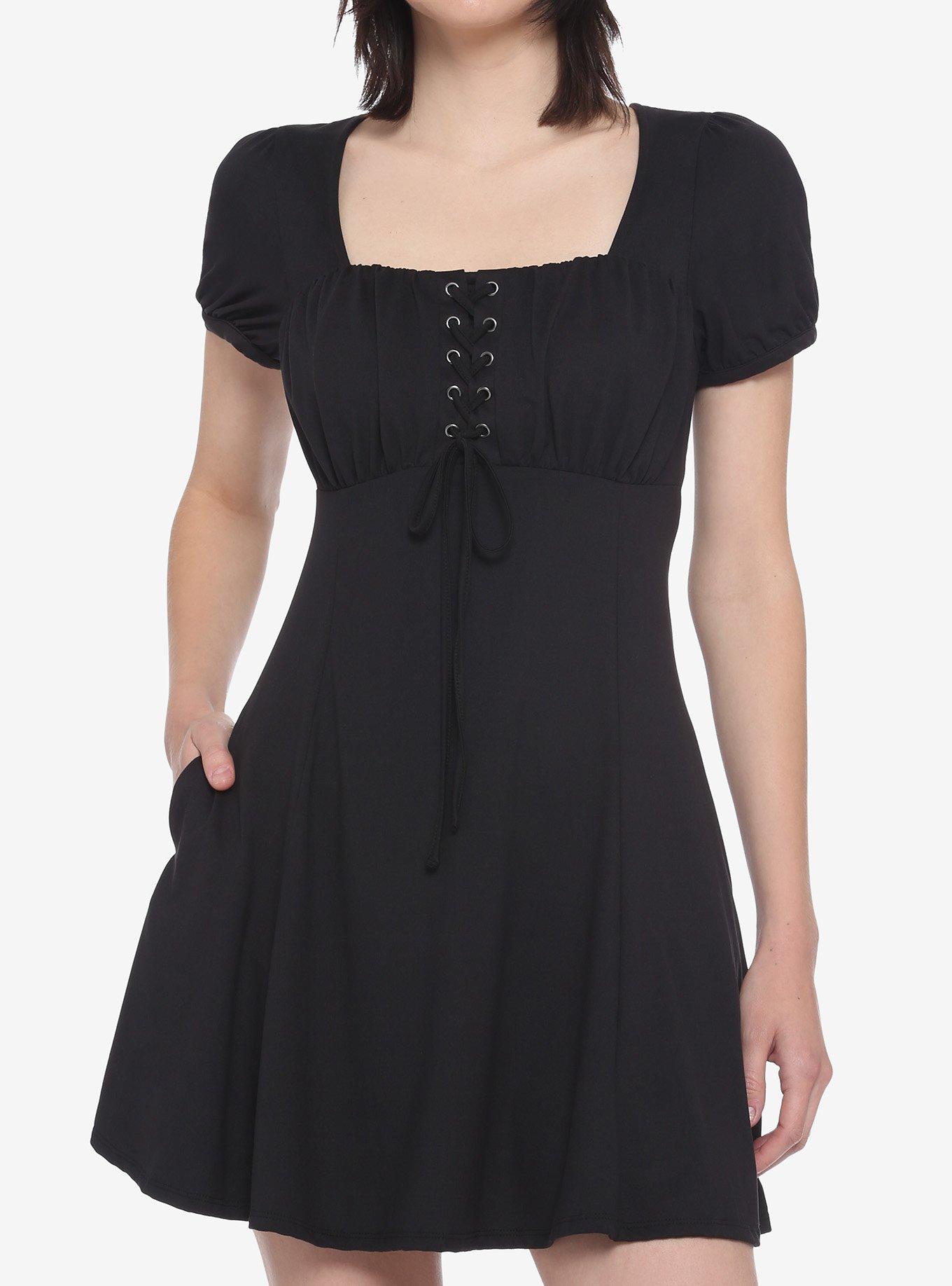 Black empire store waist dress