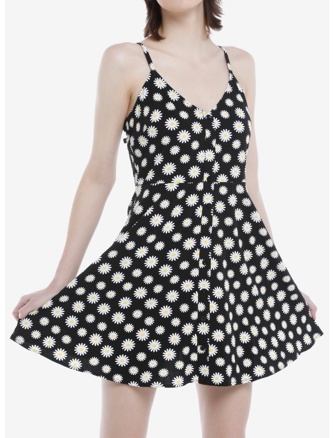 Heart Daisies Button-Front Dress, BLACK, hi-res
