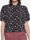 Mushroom Butterfly Girls Woven Button-Up, BLACK, hi-res