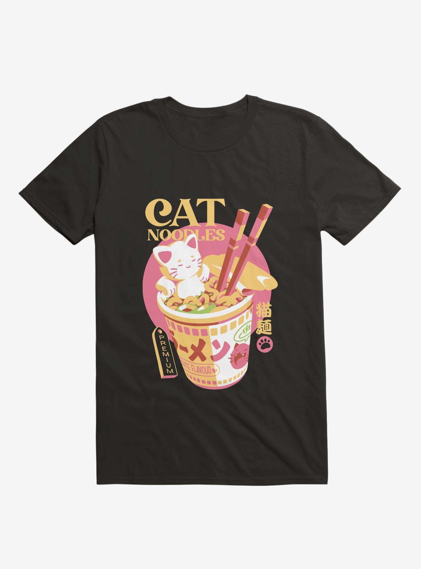 Cat Noodles Black T-Shirt, , hi-res