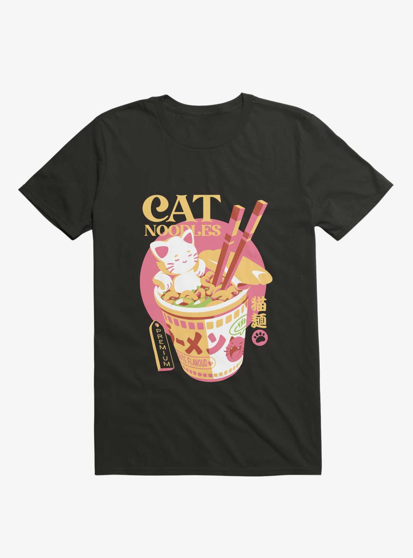 Cat Noodles Black T-Shirt, , hi-res