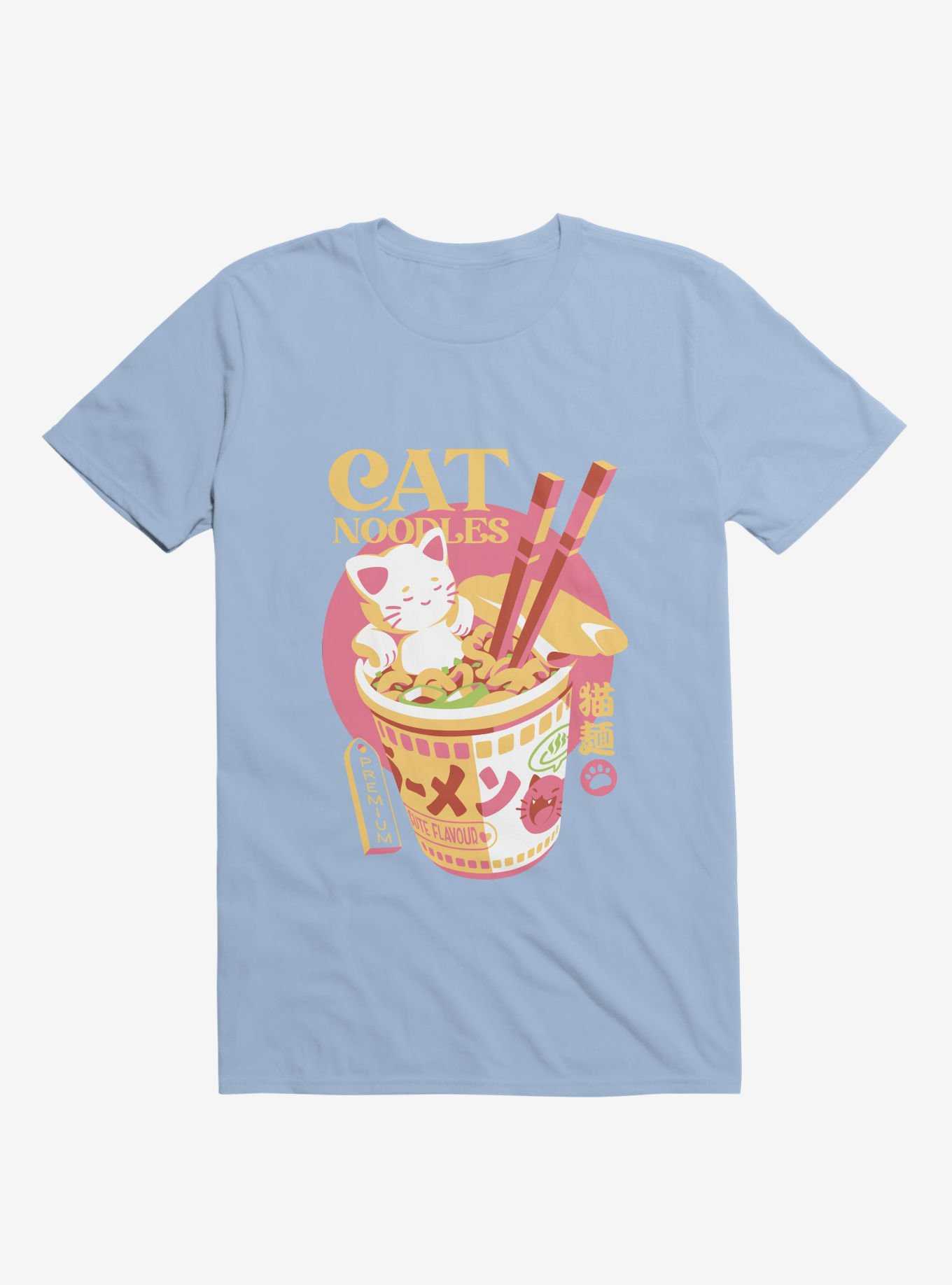 Cat Noodles Light Blue T-Shirt, , hi-res