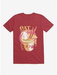 Cat Noodles Red T-Shirt, RED, hi-res