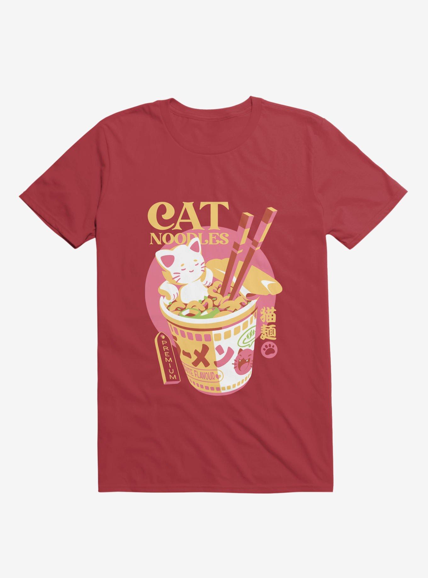 Cat Noodles Red T-Shirt, , hi-res