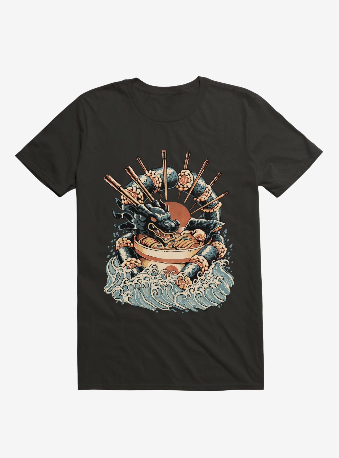 Dragon Sushi Ramen Ocean Black T-Shirt, , hi-res