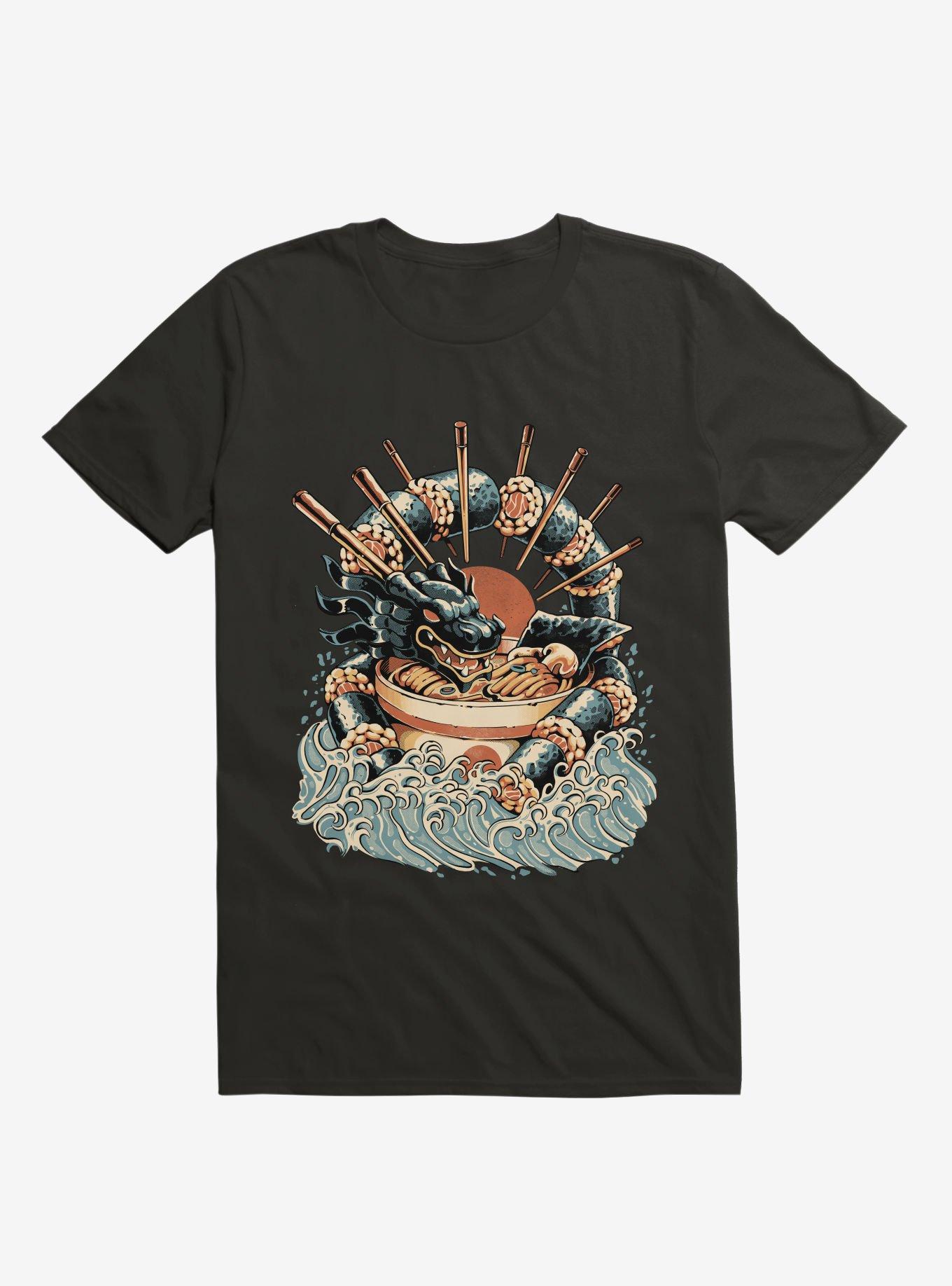 Dragon Sushi Ramen Ocean Black T-Shirt, BLACK, hi-res