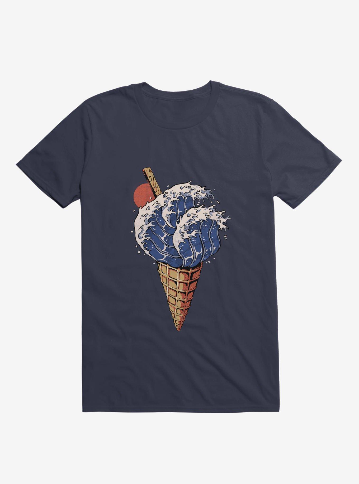 Kanagawa Ice Cream Navy Blue T-Shirt, NAVY, hi-res