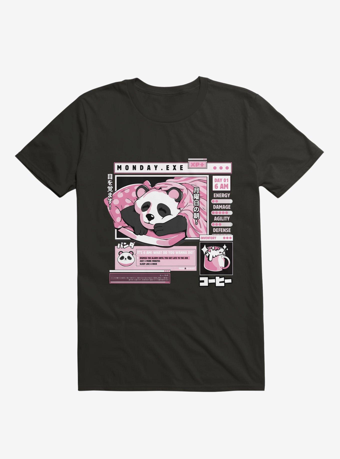 Monday Exe Sleeping Panda Black T-Shirt, BLACK, hi-res