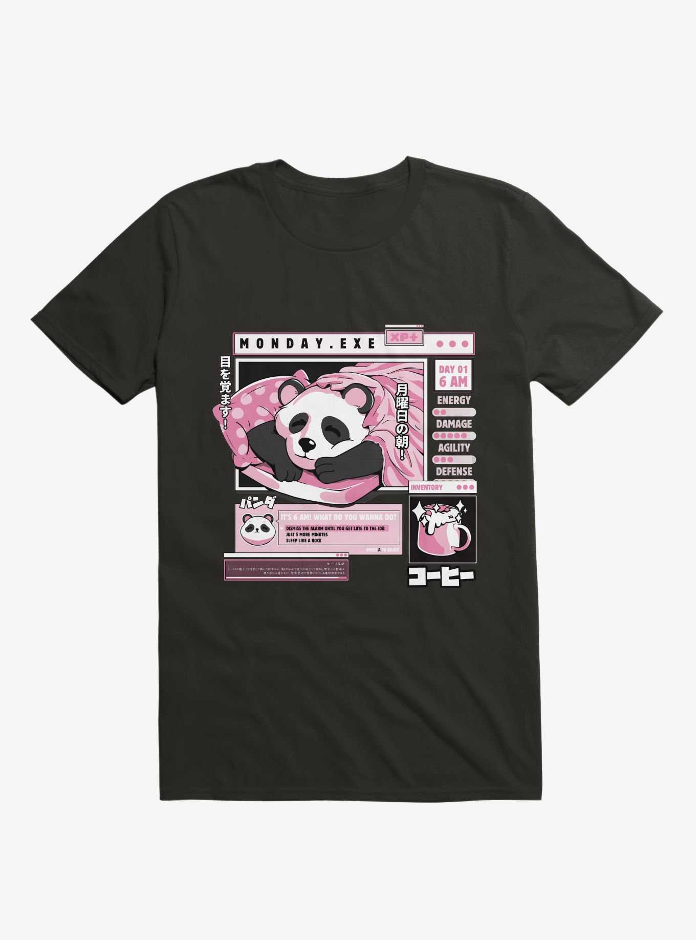 Monday Exe Sleeping Panda Black T-Shirt, , hi-res