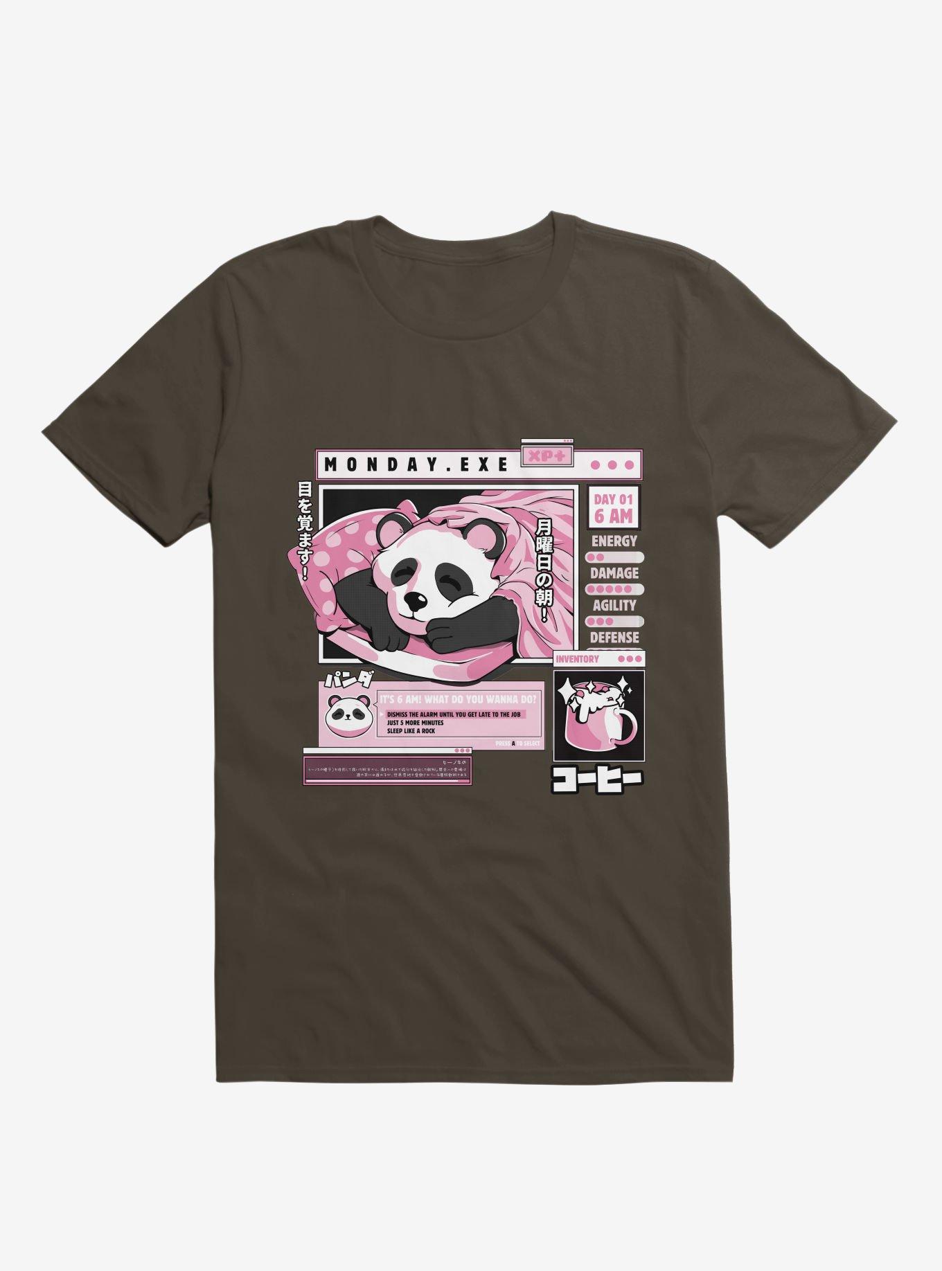 Monday Exe Sleeping Panda Brown T-Shirt, BROWN, hi-res