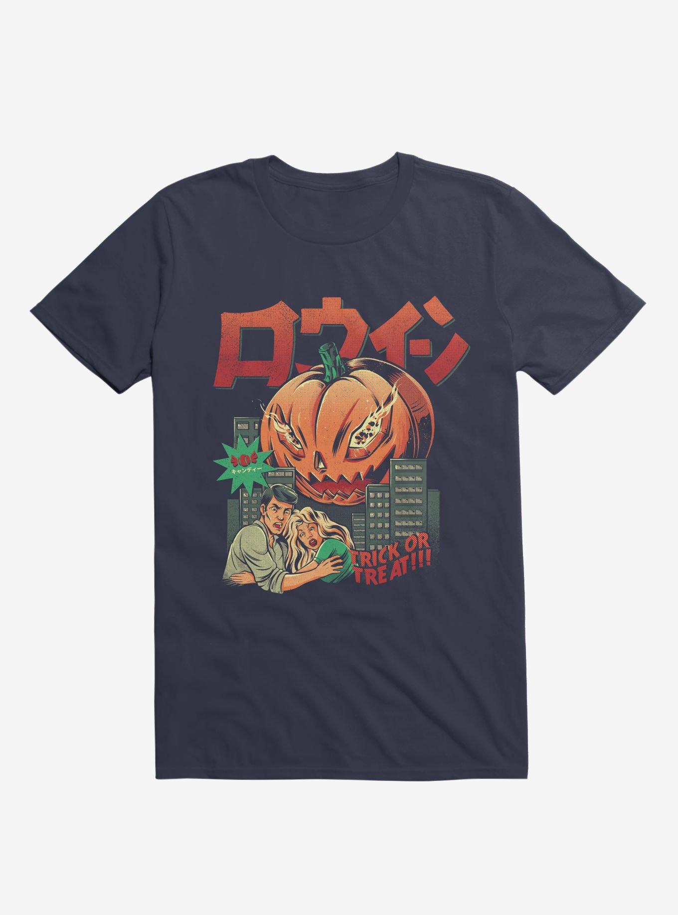 Pumpkinzilla Trick Or Treat!!! Navy Blue T-Shirt, , hi-res