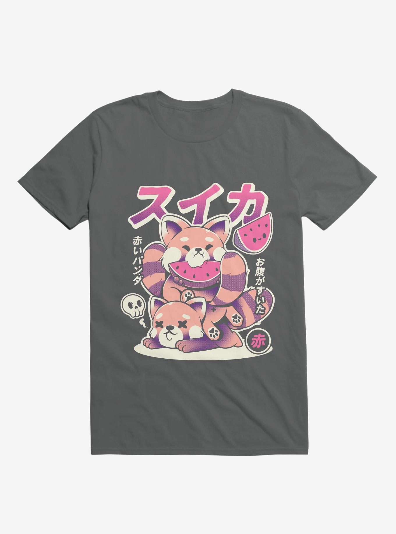 Raccoon Watermelon Victory Charcoal Grey T-Shirt, CHARCOAL, hi-res