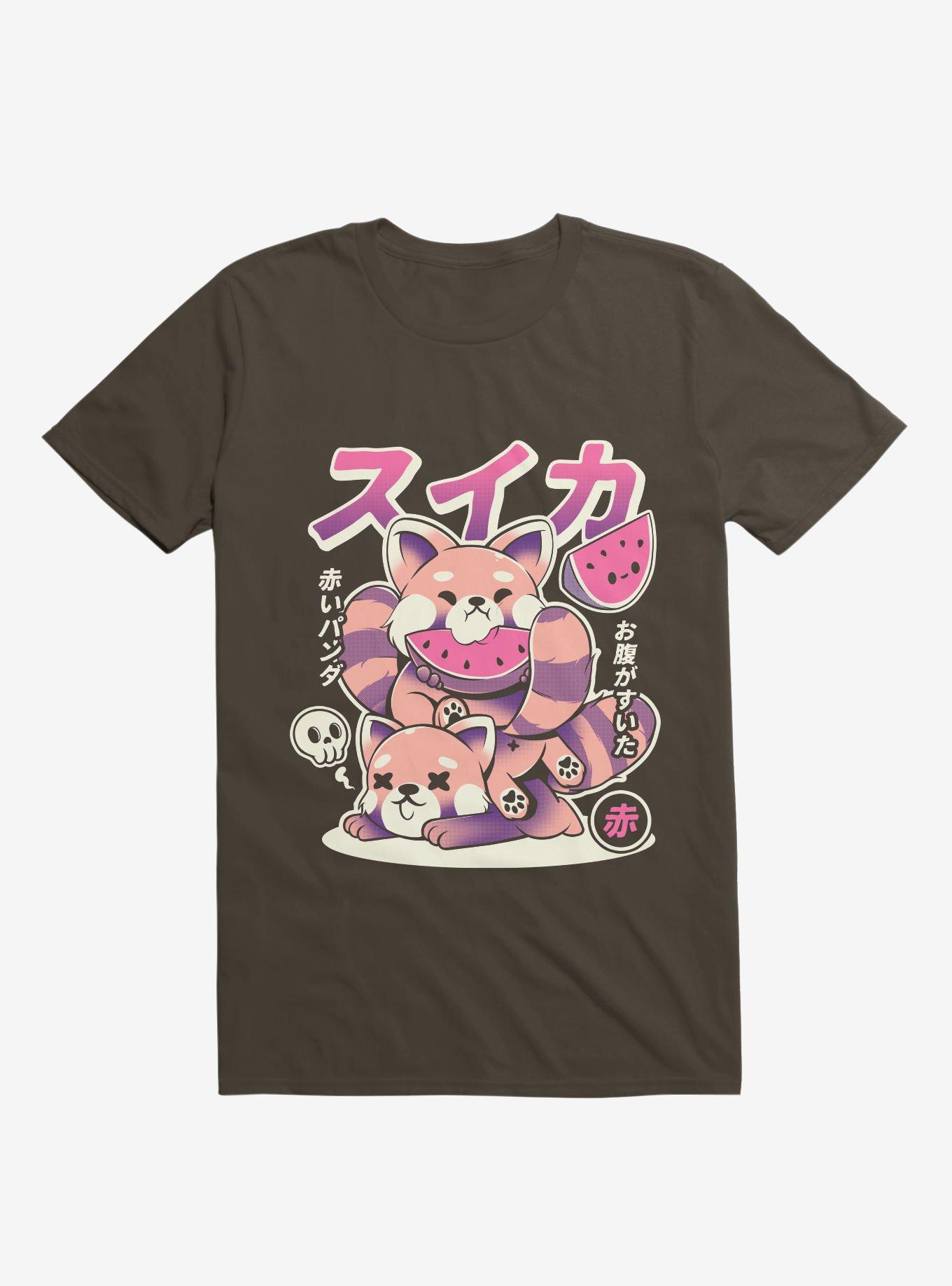 Raccoon Watermelon Victory Brown T-Shirt, , hi-res