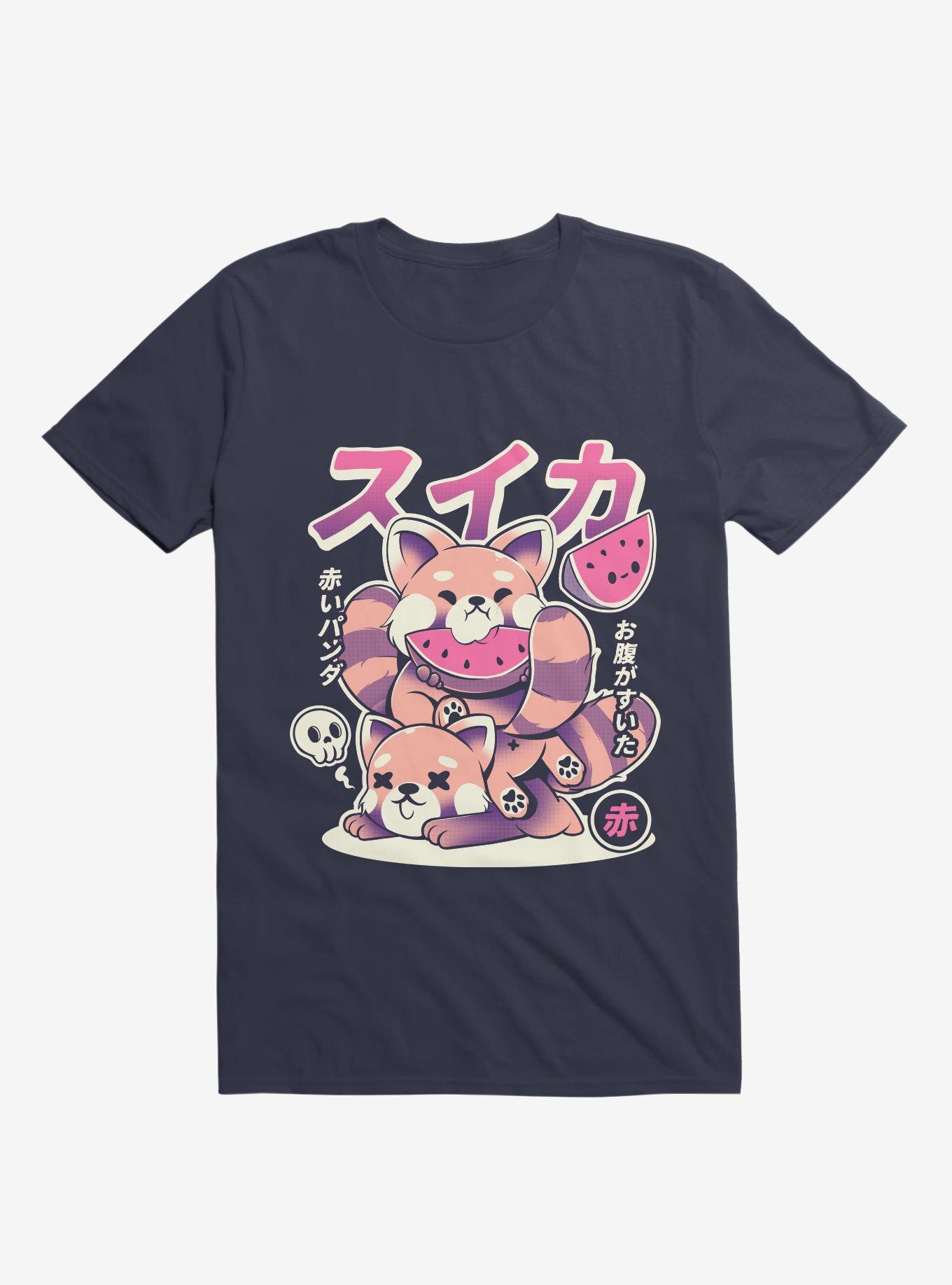 Raccoon Watermelon Victory Navy Blue T-Shirt, NAVY, hi-res