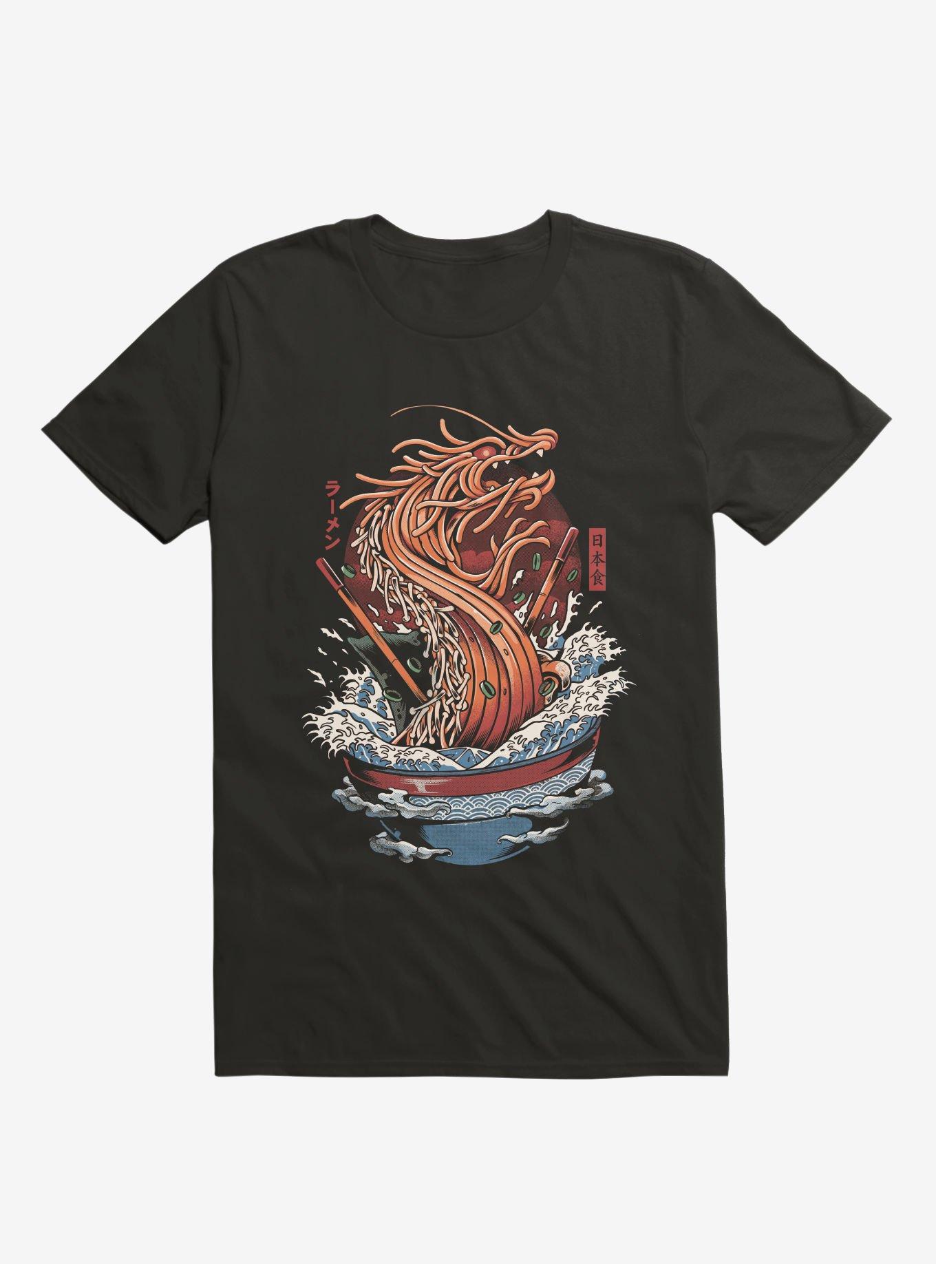 Ramen Noodle Dragon Black T-Shirt, BLACK, hi-res