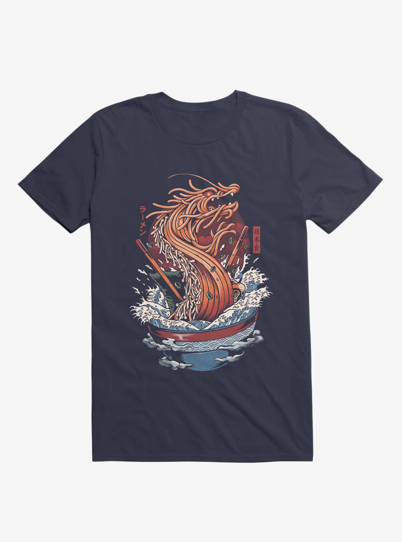 THRDLESS Ramen Noodle Dragon Navy Blue T-Shirt