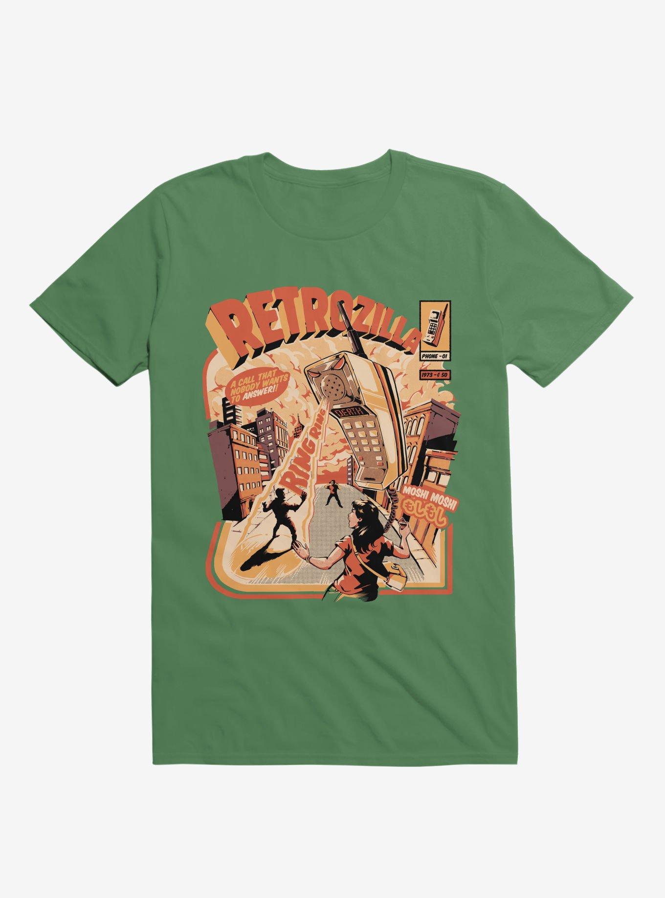 Retro Phonezilla Ring Ring Irish Green T-Shirt, , hi-res