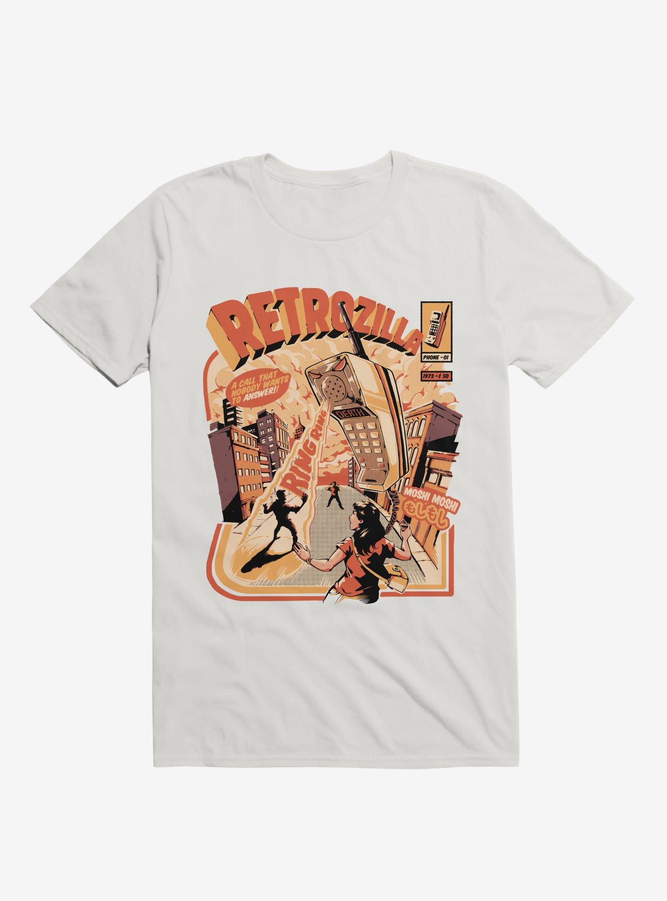 Retro Phonezilla Ring Ring White T-Shirt, , hi-res