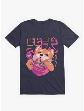 Shiba Eating Noodles Navy Blue T-Shirt, , hi-res