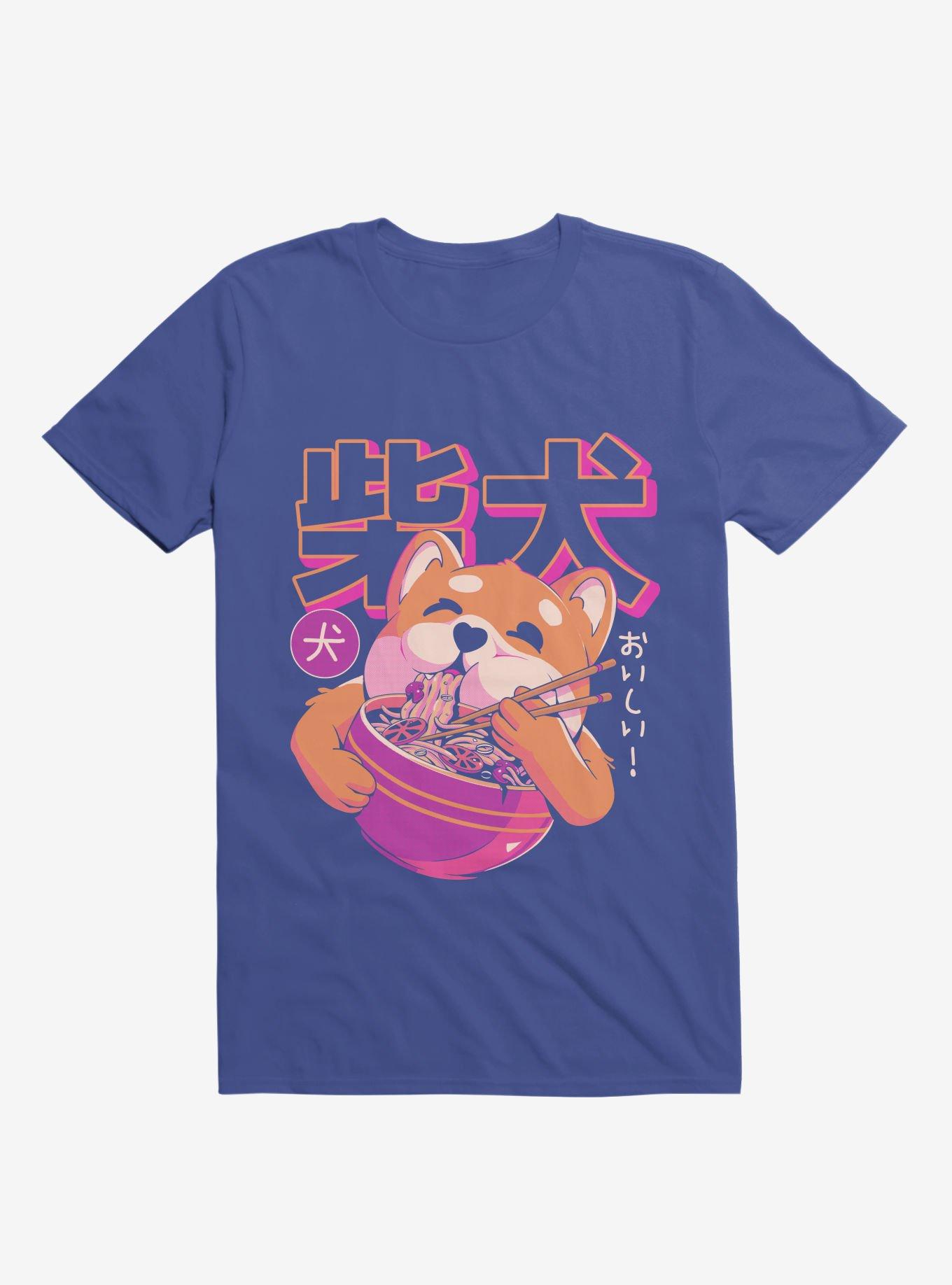THRDLESS Shiba Eating Noodles Royal Blue T-Shirt